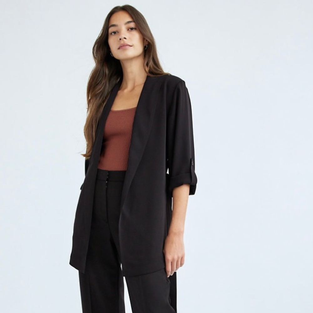 Black Babaton mid length robe-jacket from Aritizia